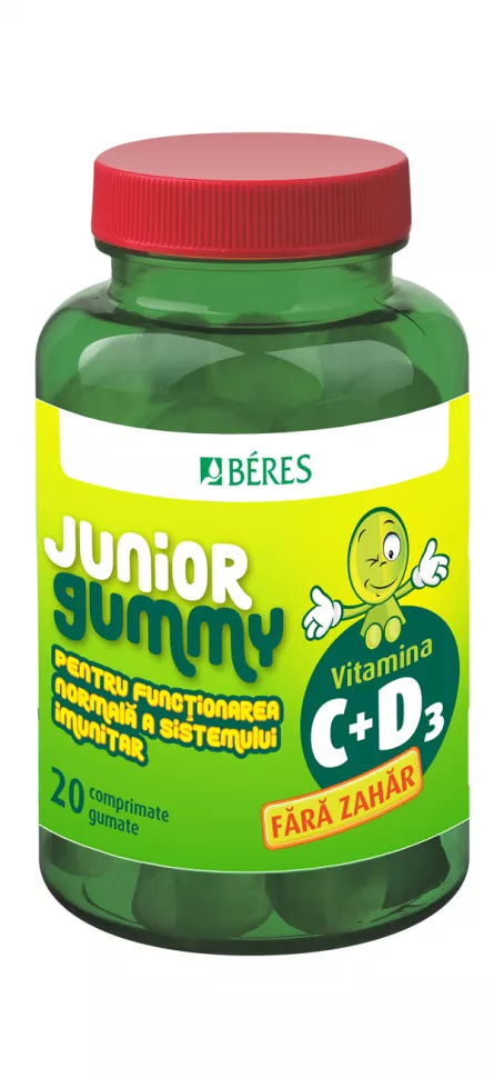 Vitamina C + D3 Junior Gummy, 20 comprimate gumate, Beres Pharmaceuticals Co, [],ivonafarm.ro