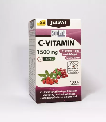 Vitamina C Retard 1500 mg + D3 + Zinc, 100 tablete, JutaVit, [],ivonafarm.ro