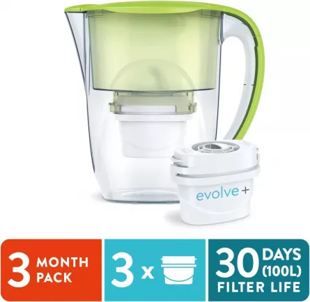 3 filtre de apa Evolve + Cana filtranta Aqua Optima Oria, 2,8 litri, Verde, [],laicashop.ro