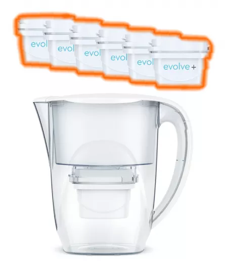 6 filtre de apa Evolve + Cana filtranta Aqua Optima Oria, 2,8 litri, Alb, [],laicashop.ro