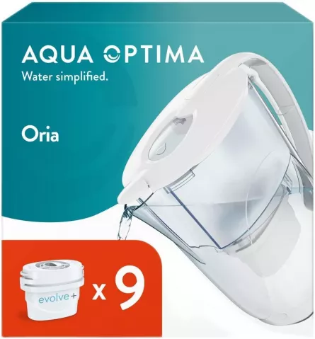 9 filtre de apa Evolve + Cana filtranta Aqua Optima Oria, 2,8 litri, Alb, [],laicashop.ro