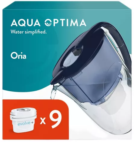 9 filtre de apa Evolve + Cana filtranta Aqua Optima Oria, 2,8 litri, Albastru, [],laicashop.ro