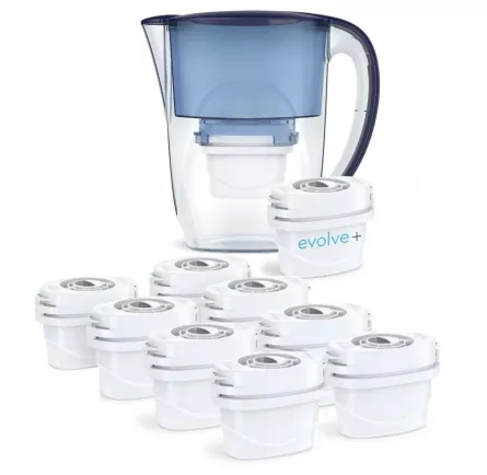 9 filtre de apa Evolve + Cana filtranta Aqua Optima Oria, 2,8 litri, Albastru, [],laicashop.ro