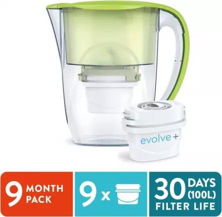 9 filtre de apa Evolve + Cana filtranta Aqua Optima Oria, 2,8 litri, Verde, [],laicashop.ro