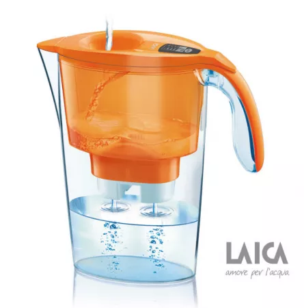 Cana filtranta de apa Laica Stream Orange, 2.3 litri, [],laicashop.ro