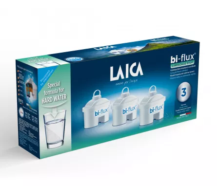 Cartuse filtrante de apa anti calcar Laica Bi-Flux Limescale STOP, 3 buc/pachet, [],laicashop.ro