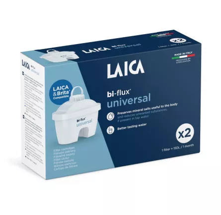 Cartuse filtrante Laica Bi-flux Universal, pachet 2 buc, compatibil Brita, [],laicashop.ro