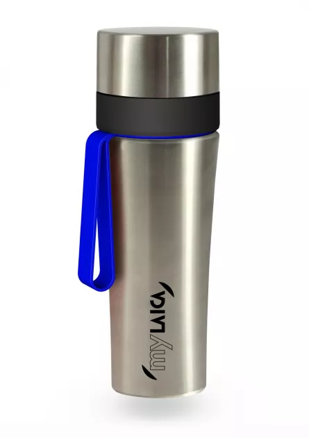 NOU: Sticlă filtrantă Sport myLaica, Inox, 0,55 litri, portabilă, Albastru, [],laicashop.ro