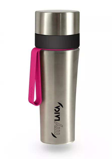 NOU: Sticlă filtrantă Sport myLaica, Inox, 0,55 litri, portabilă, Roz, [],laicashop.ro