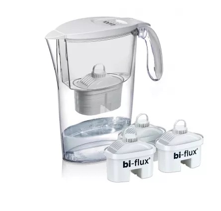 Pachet Cana filtranta de apa Laica Clear Line, 2.3 litri, Alb + 3 filtre Bi-flux, [],laicashop.ro
