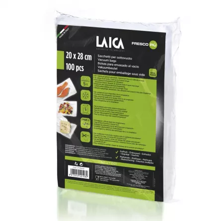 Pungi pentru vidat alimente, 20x28 cm, Laica VT3501, 100 pungi, [],laicashop.ro