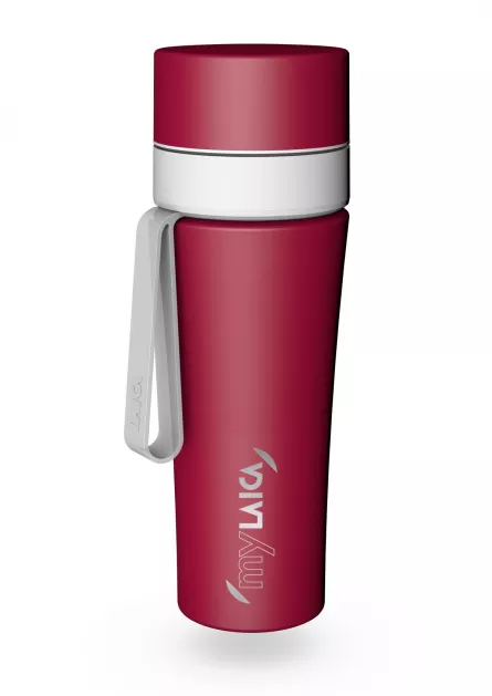 Sticlă filtranta Sport myLaica, Inox, 0,55 litri, portabilă, Rosu, [],laicashop.ro