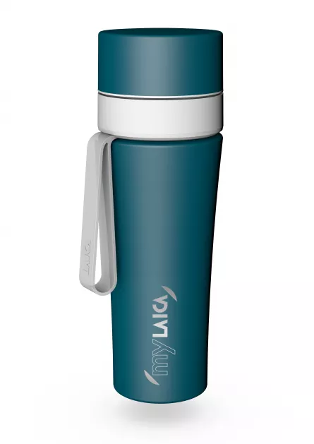Sticlă filtrantă Sport myLaica, Inox, 0,55 litri, portabilă, Verde, [],laicashop.ro