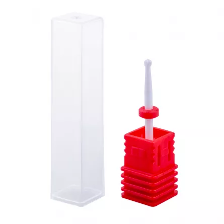 Capat freza din ceramica pentru cuticule, cu biluta, Lila Rossa, fin f, red, [],https:lilarossa.ro