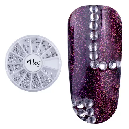 Carusel, decor unghii, Lila Rossa, pietricele tip diamant, argintii, [],https:lilarossa.ro