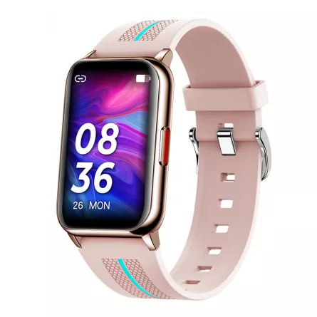 Ceas smartwatch loomax H76, IP68, ecran curbat de 1.57 inch, moduri sport, pedometru, puls, notificari, roz, [],https:lilarossa.ro