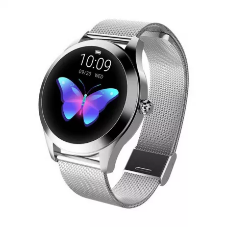Ceas smartwatch loomax KW10, monitorizare ciclu menstrual, ritm cardiac, pedometru, sedentarism, somn, notificari instant, bratara metalica, rezistent la apa ip68, vibratii, multi sport, silver, [],https:lilarossa.ro