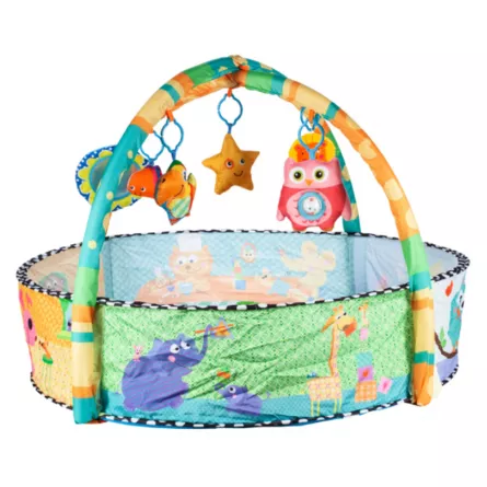 Centru de activitati 2 in 1 bebelusi, Karemi, 5 jucarii detasabile, 30 bile multicolore, saltea moale si multicolor, [],https:lilarossa.ro