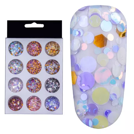 Decoratiuni unghii, set confetti, diverse forme, multicolor, [],https:lilarossa.ro