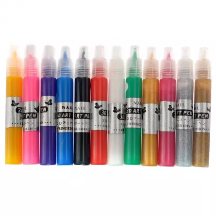 Set pictura pe unghii 3D, 12 culori, [],https:lilarossa.ro