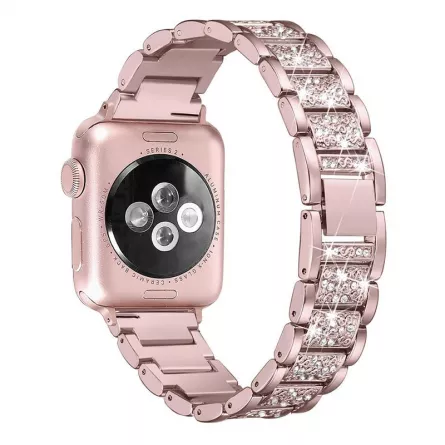 Curea metalica pentru Apple Watch Loomax, bratara compatibila cu Apple Watch 6/5/4/3/2/1, 42 / 44 mm rose gold, 33-3326, [],https:lilarossa.ro