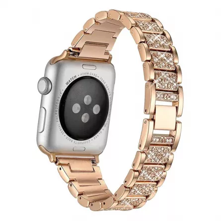 Curea metalica pentru Apple Watch Loomax, bratara compatibila cu Apple Watch 6/5/4/3/2/1, 38 / 40 mm Golden Brown, 33-3327, [],https:lilarossa.ro