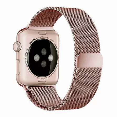 Curea metalica pentru Apple Watch Loomax, bratara  compatibila cu Apple Watch, 42 / 44 mm Rose pink, [],https:lilarossa.ro