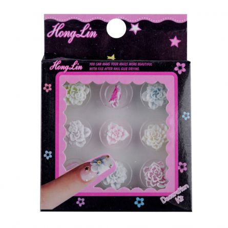 Set decoratiuni pentru unghii - decor floral din silicon, 9 buc, [],https:lilarossa.ro