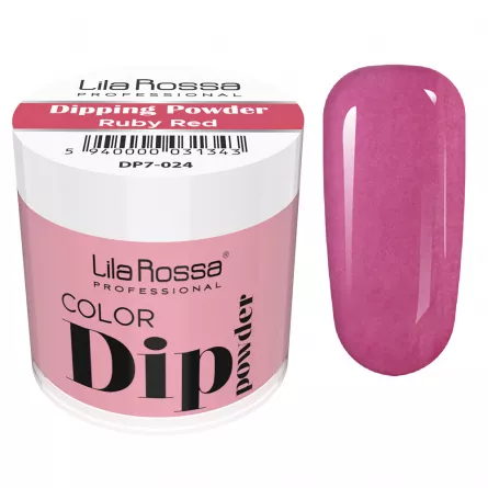Dipping powder color, Lila Rossa, 7 g, 024 ruby red, [],https:lilarossa.ro