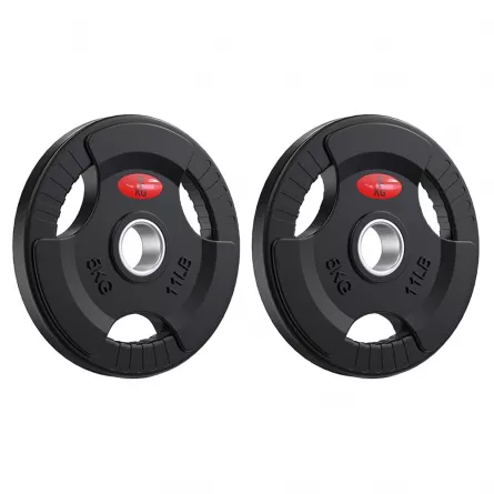 Set 2 discuri Karemi de 5 kg, pentru bara cu diametru 50 mm, din cauciuc, negru, [],https:lilarossa.ro