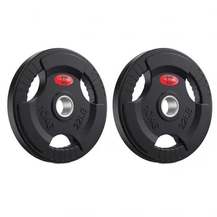 Set 2 discuri Karemi de 10 kg, pentru bara cu diametru 50 mm, din cauciuc, negru, [],https:lilarossa.ro