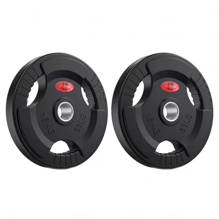 Set 2 discuri Karemi de 15 kg, pentru bara cu diametru 50 mm, din cauciuc, negru, [],https:lilarossa.ro