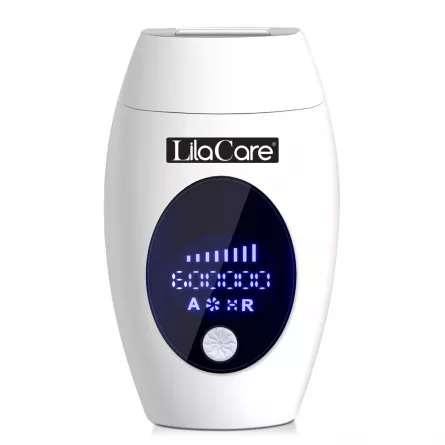 Epilator IPL Lila Care, epilare definitiva, 600.000 pulsatii, cu display LCD, 8 trepte de putere, Alb / Negru, [],https:lilarossa.ro