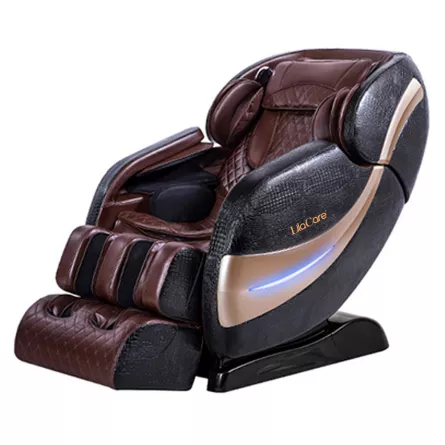 Fotoliu de masaj Extreme, Lila Care, pentru spate si picioare, role Jad, piele de  inalta calitate, cu incalzire, Bluetooth, maro/negru, [],https:lilarossa.ro