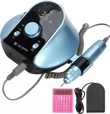 Freza unghii, pila electrica, Lila Rossa,35000 RPM, 45w, albastru, [],https:lilarossa.ro