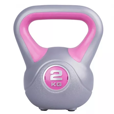 Gantera Karemi de 2 kg, kettlebell, gri/roz, [],https:lilarossa.ro