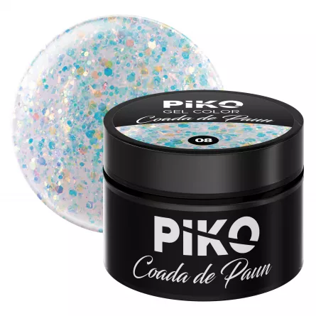 Gel UV color Piko, Coada de paun, 5g, model 08, [],https:lilarossa.ro