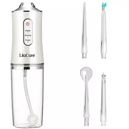 Irigator bucal profesional, dus bucal, Lila Care, Ultra-Portabil, 4 Capete Curatare, rezervor 220 ml, alb, [],https:lilarossa.ro