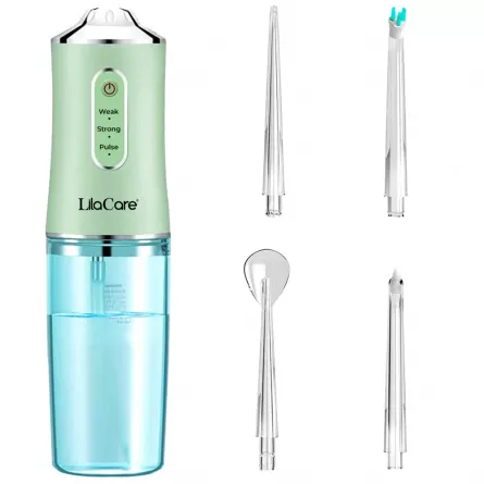 Irigator bucal profesional, dus bucal, Lila Care, Ultra-Portabil, 4 Capete Curatare, rezervor 220 ml, verde, [],https:lilarossa.ro