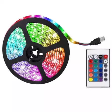Banda LED multicolora Karemi, 3 m, RGB, cu telecomanda, [],https:lilarossa.ro