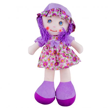 Papusa de plus Karemi, cu cosite, 45 cm, mov, [],https:lilarossa.ro