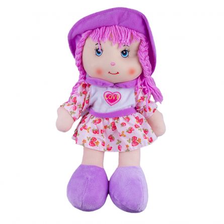 Papusa de plus Karemi, cu fusta si cosite, 35 cm, violet, [],https:lilarossa.ro
