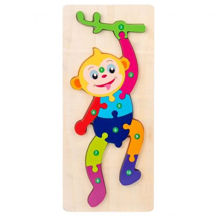 Puzzle educativ din lemn pentru copii Karemi, model maimuta, 30 x 12.8 x 0.6 cm, [],https:lilarossa.ro