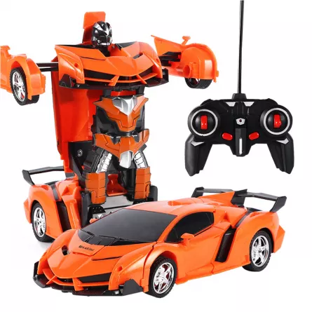 Masina Transformer Robot cu telecomanda Karemi, pentru copii, control rapid, rotire 360 grade, efecte sonore realiste, 24 x 10.5 x 5.5 cm, portocaliu, [],https:lilarossa.ro