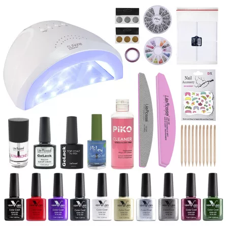 Kit Oja semipermanenta Venalisa, Glitter Colors, 10 oje Venalisa, lampa Sunone, accesorii, [],https:lilarossa.ro