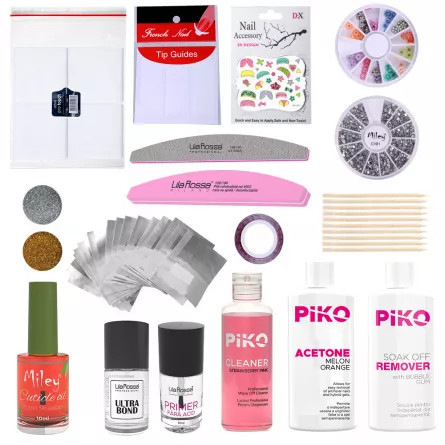 Kit accesorii pentru oja semipermanenta si gel UV, Lila Rossa, Perfect Nails, lichide de pregatire, pile, decor unghii, [],https:lilarossa.ro