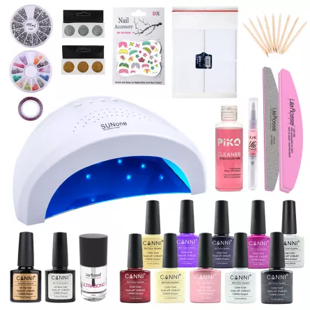 Kit oja semipermanenta Canni, Winter Glow, lampa uv-led SunOne 48 W + 10 oje Canni + baza + top, [],https:lilarossa.ro