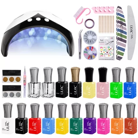 Kit oja semipermanenta Lilac Smart, 18 oje, lampa 36 W, accesorii, Clasic colors, [],https:lilarossa.ro