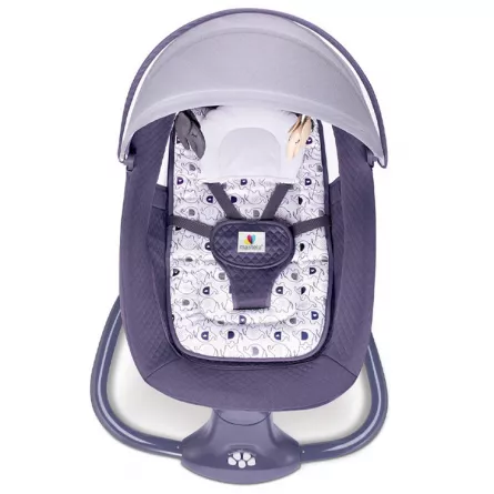 Leagan copii Karemi, Balansoar copii 3 in 1, electric, cu plasa tantari, perna detasabila, bara activitati, USB, bluetooth, telecomanda, purple, [],https:lilarossa.ro