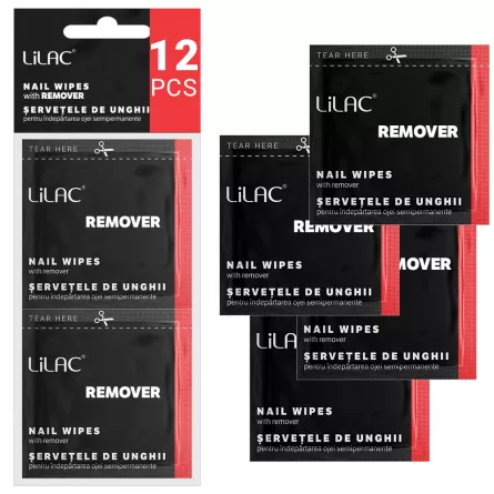Servetele unghii cu soak off remover, Lilac, 12 bucati, [],https:lilarossa.ro